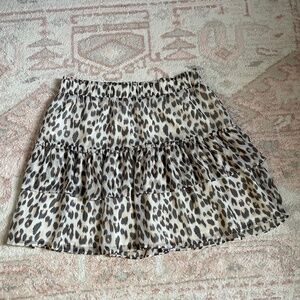 Loft Leopard Print Ruffle Mini Skirt